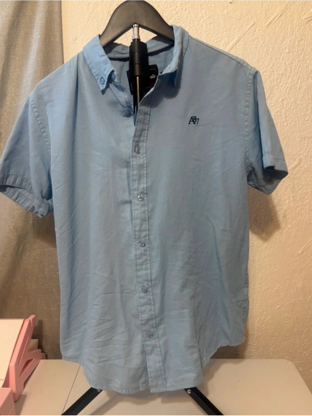 Aeropostale Light Blue Short-Sleeve Button-Down Shirt